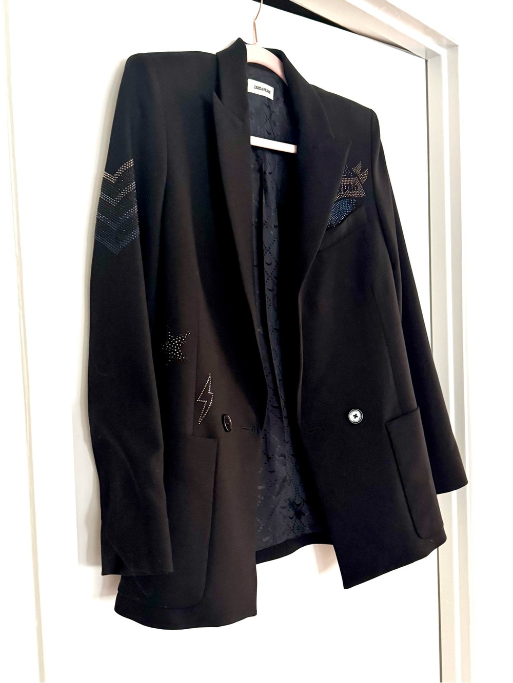 Zadig & Voltaire Black Rhinestone Embellished Blazer XS